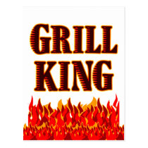Grill King Flames BBQ Saying Postcard postcards
