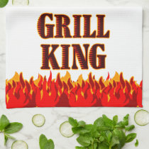 Grill King Red Flames Kitchen Towel kitchen towels