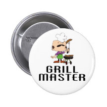 Grill Master Barbeque Man Pinback Button