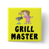 Grill Master Female Pinback Buttons