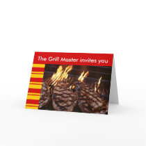 Grill Master Tiki Barbeque Party invitation cards