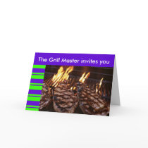 Grill Master Tiki Party Barbeque invitation cards
