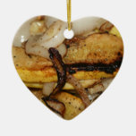 Grilled onion slices and yellow squash pieces christmas ornament