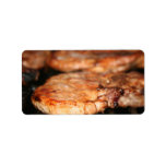 Grilled pork chops on the bbq close up photo custom address labels