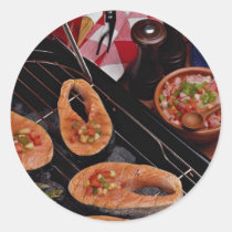 Grilled salmon steaks stickers