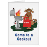 Grilling Cow Cartoon Come to a Cookout Greeting Cards