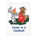 Grilling Cow Cartoon Come to a Cookout Personalized Invitations