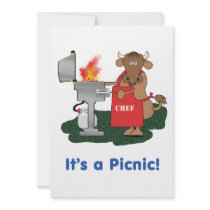 Grilling Cow Cartoon It's a Picnic Announcement