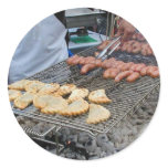 Grilling Sausages Empanadas Barbecue Charcoal Round Sticker