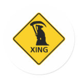 Grim Reaper / Death Crossing Highway Sig stickers