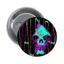 Grim Reaper over VALPYRA Turquoise by Valpyra Pinback Buttons