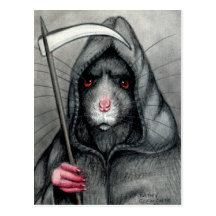 Grim Reaper Rat Postcard