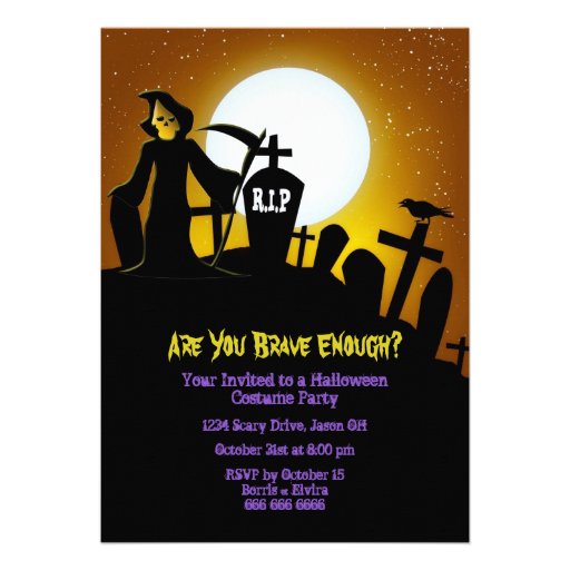 Grim Reaper Scary Halloween Party Custom Invites