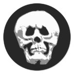 Grimacing Scary Halloween Skull Sticker Name Tag