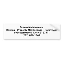 Grimm MaintenanceHauling - Property Maintenance... bumper stickers by cmg707 Grimm MaintenanceHauling - Property Maintenance... bumper stickers