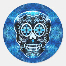 Grinning Blue Calavera Stickers