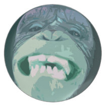 Grinning Chimp Face Plate (green) plates