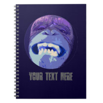 Grinning Chimp Monkey face spiral notebook (blue) notebooks