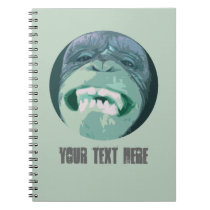 Grinning Chimp Monkey face spiral notebook (green) notebooks