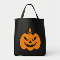 Grinning evil Jack o lantern bag