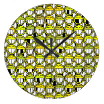 Grinning Funny Yellow Smiley Face Pattern wall clocks