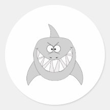 Grinning Shark Round Sticker