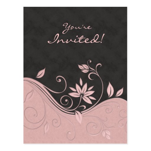 Gris floral del rosa de la invitación de la postal