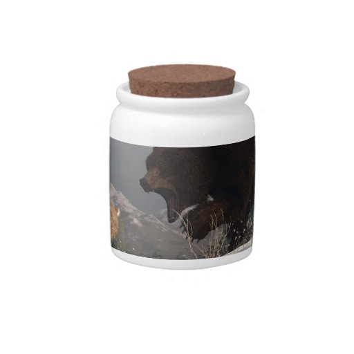 Grizzly Bear Chasing Rabbit Candy Dishes