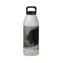 Grizzly Bear Chasing Rabbit Water Bottles