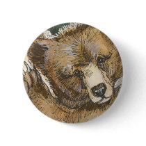 Grizzly Bear Cub and Tree Stump buttons