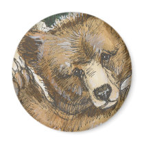 Grizzly Bear Cub and Tree Stump magnets