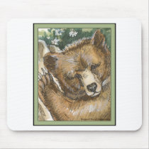 Grizzly Bear Cub and Tree Stump mousepads