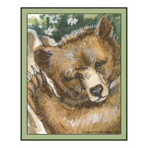 Grizzly Bear Cub and Tree Stump posters