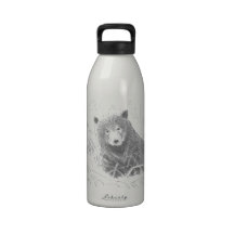 Grizzly Bear Cub Drawing Water Bottle