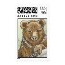 Grizzly Bear Cub Watching stamps