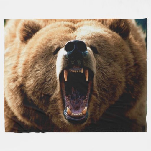 GRIZZLY BEAR FLEECE BLANKET | Zazzle