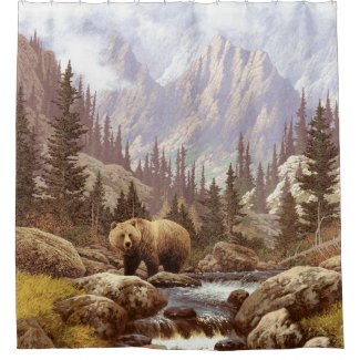 Grizzly Bear Landscape Shower Curtain