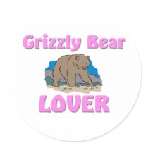 Grizzly Bear Lover Round Sticker