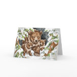 Grizzly Bear Mother and Cubs in Winter cards