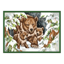 Grizzly Bear Mother and Cubs in Winter posters