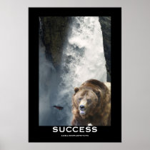 Grizzly Bear & Salmon SUCCESS Motivational Poster