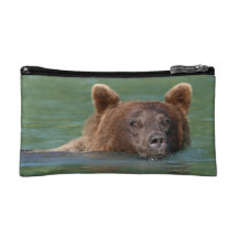 Grizzly Bear Swimming Cosmetic Bag