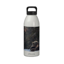 Grizzly Family Scene Reusable Water Bottle