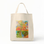 Grocery Bag with Colourful Swirly Tree Design