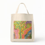 Grocery Bag with Psychedelic Tree Design