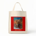 Grocery Bag with Watercolor Print