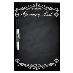 Grocery List Blackboard with Retro Design Dry-Erase Board