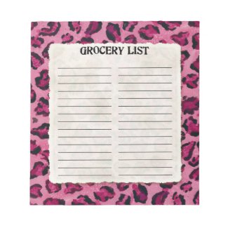 Grocery List Hot Pink Black Leopard Spot Print Art notepad