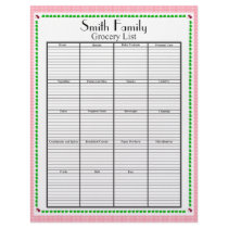 Grocery List Page, Personalized Customized Letterhead