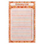 Grocery List Spiked Leaves Texture Orange Customized Stationery